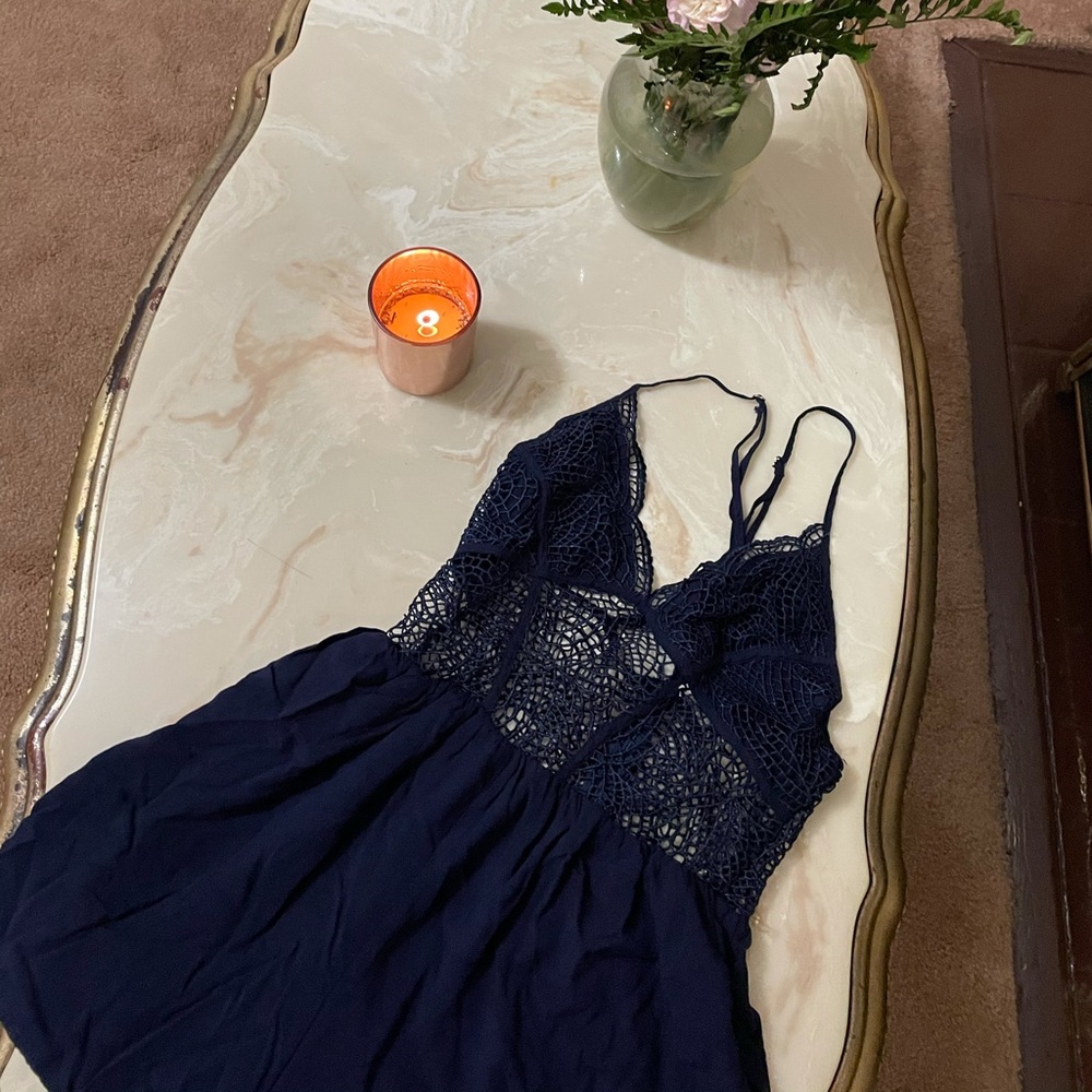 Fashion Nova navy blue romper.